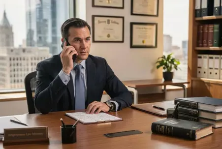 An NYC employment lawyer at Phillips & Associates taking a free consultation
